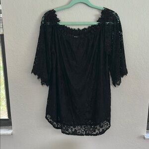 Black lace and lined 3/4 Sleeve Blouse